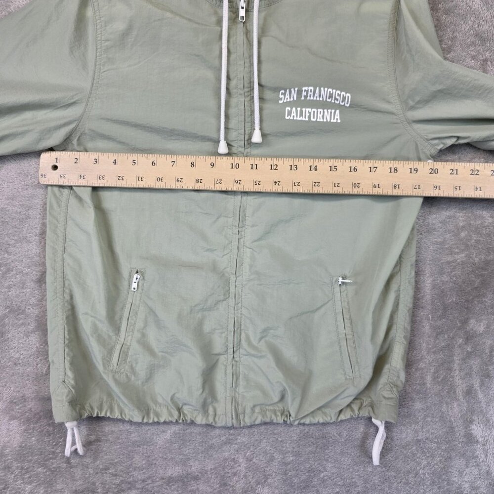 J Galt Windbreaker Jacket Womens Small Green Hooded Full Zip San Francisco CA - Picture 7 of 8